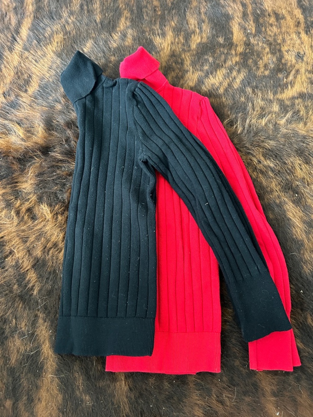Talbots Ribbed Turtleneck Sweaters - Black & Red